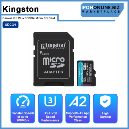 Kingston Canvas Go Plus SDCG4 Micro SD Card with 4K Video Drones & Smartphone(128GB/256GB/512GB/1TB)